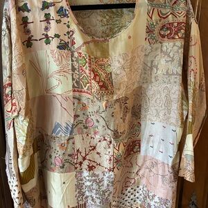 Mes Demoiselles Multicolor Patchwork Silk Blouse